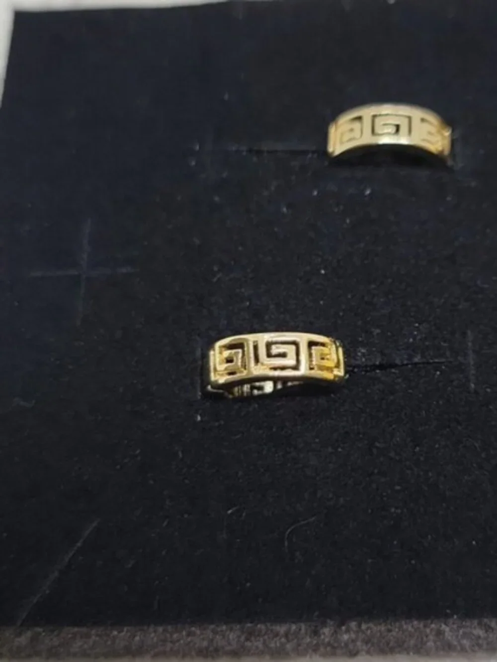 Gold Tone Key Cutout Huggie Earrings Pierced Dainty Small Hoops New
